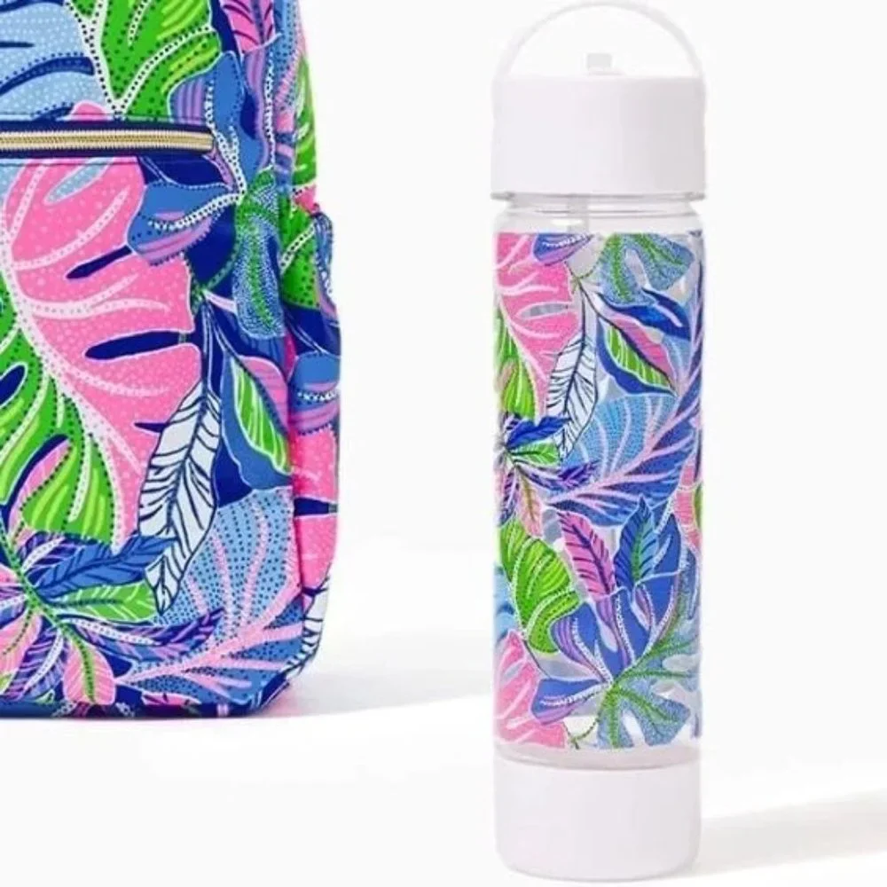 NWT Lilly Pulitzer Blue Grotto Beleaf in Yourself Water Bottle 24 oz